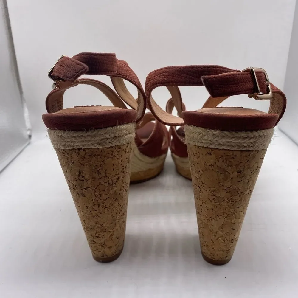 Nurture Rust Color Cork Platform Heels Size 9.5